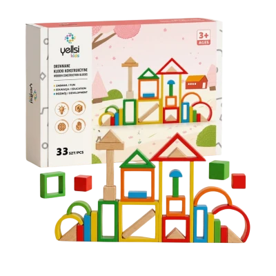 Drewniane klocki konstrukcyjne 33 szt.